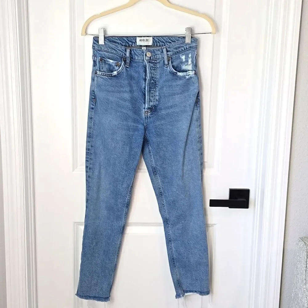 Agolde Nico High Rise Slim A093D-3002 Distressed Button fly Jeans - Size 24